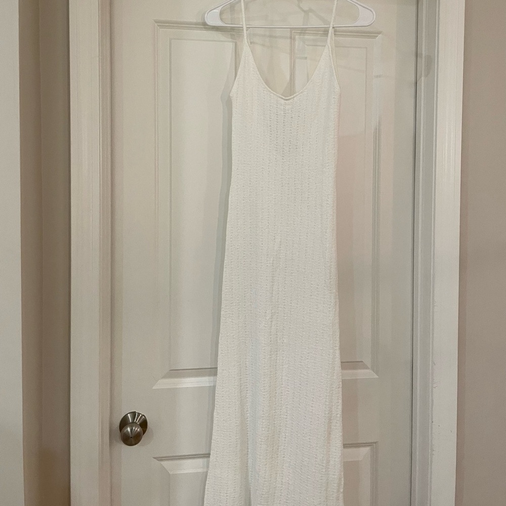 Mango white crochet beach maxi dress size XS